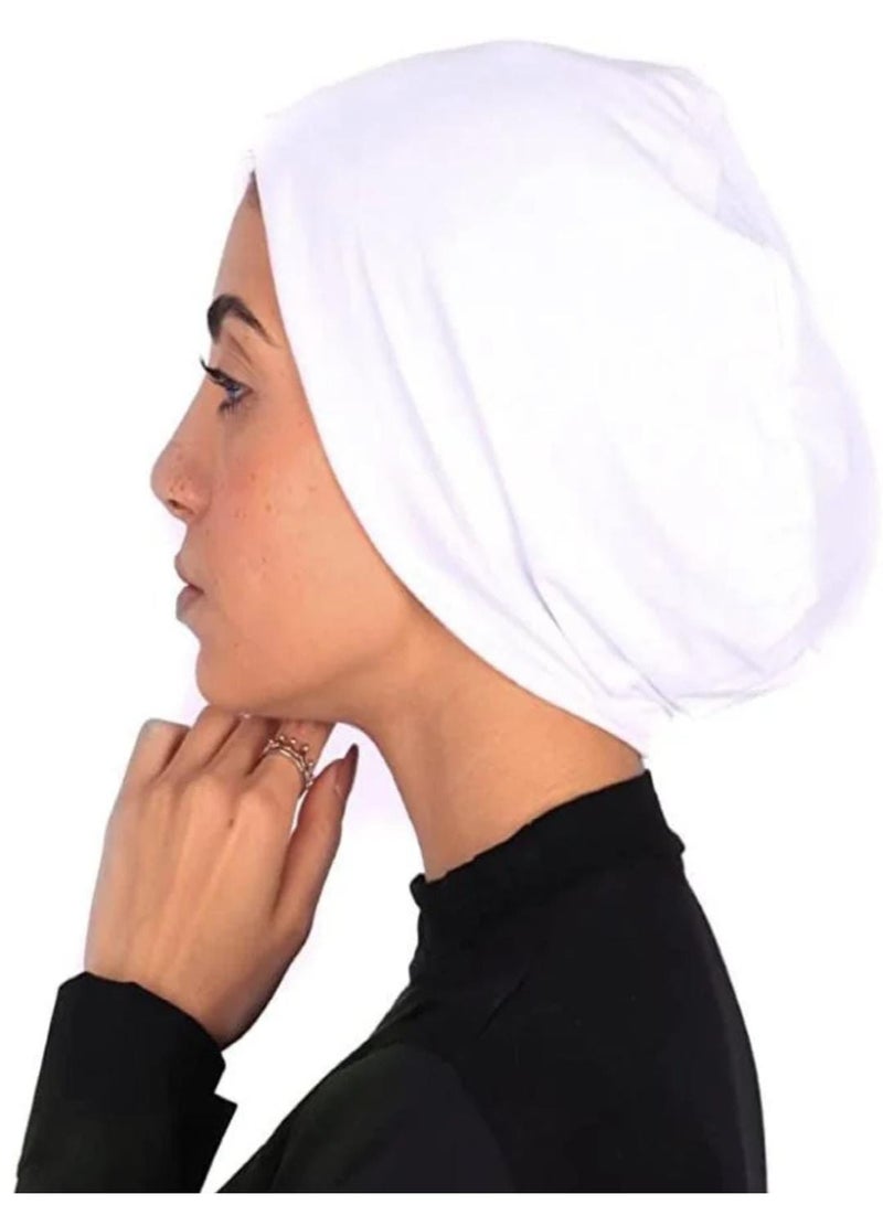 Luxuria Seamless, closed bonnet headband for veiled women, made of lightweight cotton lycra - white color - Image 1